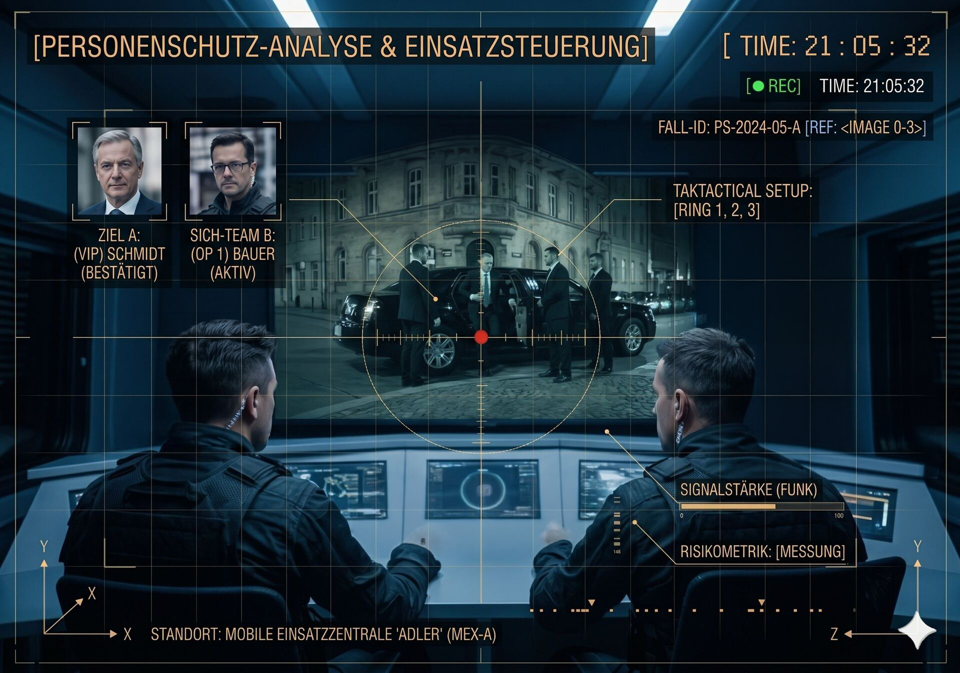 Schreibtisch mit Ermittlungsunterlagen und Notizen
